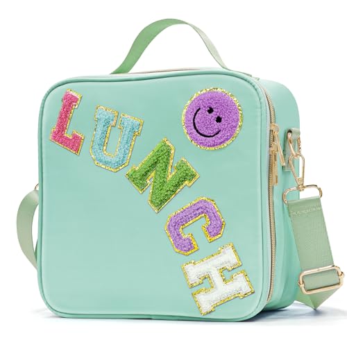 LOKFAR Insulated Lunch Bag Women Lunch Box Kids for Teen Girls Boys, Cute Preppy Lunch Boxes With Adjustable Shoulder Strap, Waterproof Nylon Lunchbox...