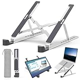 ノートパソコンスタンド 折りたたみ式 PCスタンド【アルミ合金製・7段階高さ調整】人間工学設計 姿勢改善 放熱構造 持ち運び便利 収納袋付き 在宅勤務・オフィス対応（シルバー）