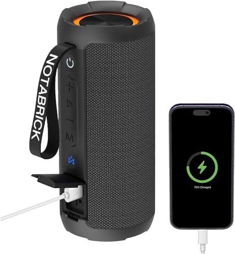 NOTABRICK Bluetooth Speakers, 40W DSP Speaker Bluetooth Wireless with Light, IPX7 Waterproof Speaker, Deep Bass, TF/AUX/USB, for Outdoor Home Show