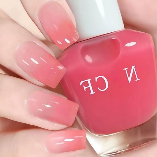KAHSOSE Jelly Pink Gel Polish, No UV Light Needed, Air Dry, Long Lasting, Translucent Pink Nail Polish, 15ML