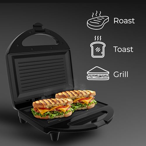 Image of Butterfly Matchless Sandwich Maker | 750 W | Large Non Stick Plates for Large Size Bread, Panini, Grill, Zucchini, Sandwich | Spill Free | Breakfast Appliace For Kitchen | Black