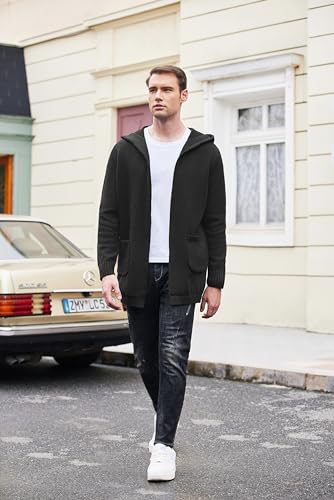 Coofandy ZTJ008818_B_M Mens Open Front Cardigan Sweater Lightweight Hooded Knitted Long Cardigan Men Sweaters thumb #2