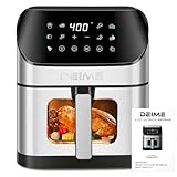 DEIME Air Fryer 6.2 QT Oilless 1500W Large Capacity Oven Air Fryers Healthy Cooker with 10 Preset, Visual Cooking Window, Non-Stick Basket, Included Recipe