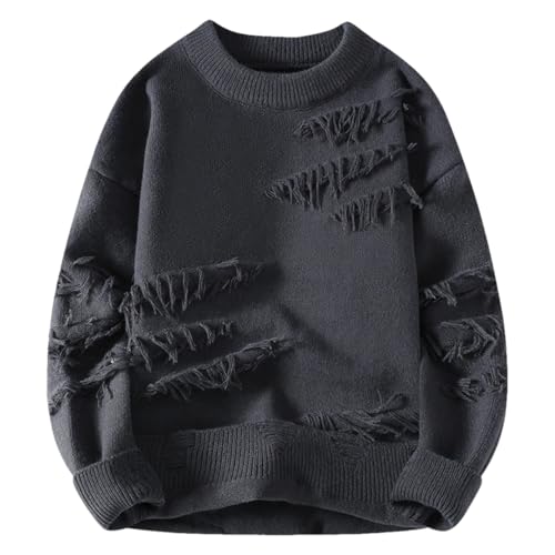 Men's Round Neck Couple Loose Knitted Pullover Sweater Casual Thickened Loose Pullover
