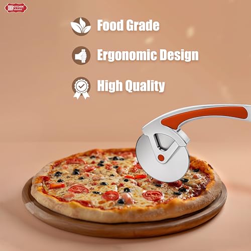 Image of Kitchen Expert Premium Pizza Cutter | Smooth Rolling Blade | Ideal for Cutting Pizza /Sandwich /Breads /Burger /Paratha | Rotating Slicer | Strong Handle | Multipurpose | 1 Pc