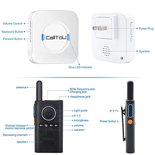 Calltou Caregiver Pager Wireless Alert Button Home Intercom System Long Range 2 Way Radio For Elderly/Patient/Pregnant/Home/Office thumb #2