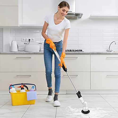 Electric Spin Scrubber, Cordless Shower Scrubber For Cleaning Bathroom, Tile, Floor, Tub And Power Cleaning Brush With Adjustable Extension Handle And 6 Replaceable Rotating Brush Heads #TOP5
