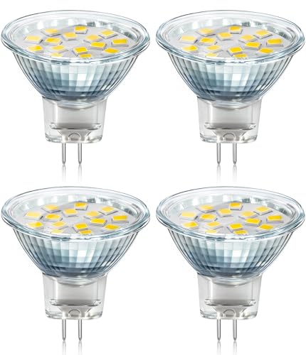 MR11 GU4 2 W LED Warmweiß 3000 K 250 lm 35 mm kleine Größe AC DC 12 V-24 V 120 Winkel mit Glasabdeckung MR11 10 W-20 W Halogen-Ersatz energiesparende GU4 12 V Spotlampe 4 Stück