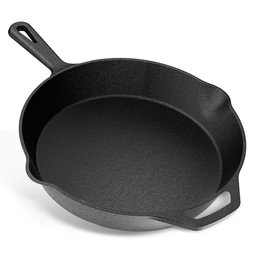 YASHE Sartén Plana de Hierro Fundido de 30 cm, Distribución Uniforme del Calor, Resistente y Duradera, para Uso Interior y Exterior