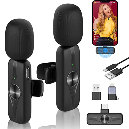 FVTLED Lavalier Mikrofon Kabellos für iPhone Android Plug&Play,2er Wireless Mikrofon...