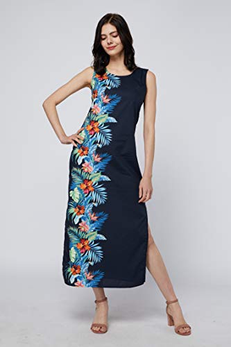 Image of Matchable Family Hawaiian Luau Men Women Girl Boy Clothes in Orchid Paradise Navy