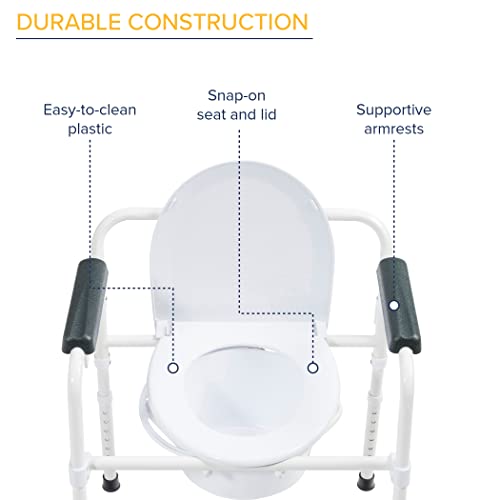Image of Drive Medical Bedside Commode Chair with Toilet Paper Holder, White | Includes Toilet Paper Holder and Liner Sample for Complete, Ready-to-Use Bedside Commode Setup at Home