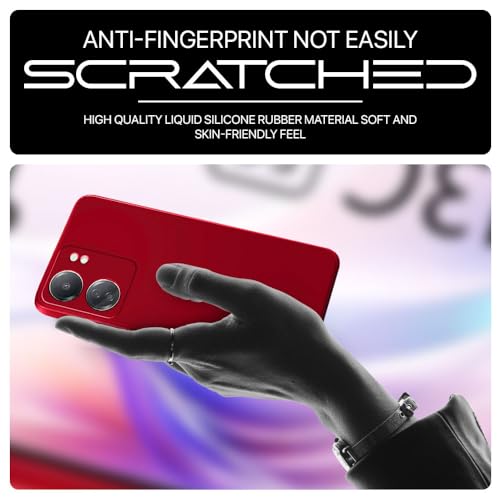 Image of WOW IMAGINE Back Cover for Xiaomi Redmi 13C 4G | Poco C65 | Ultra Slim Soft Rubberised Case | Inner Velvet Fabric Lining | Matte Silicone Flexible Mobile Case | Camera Protection - Crimson Red