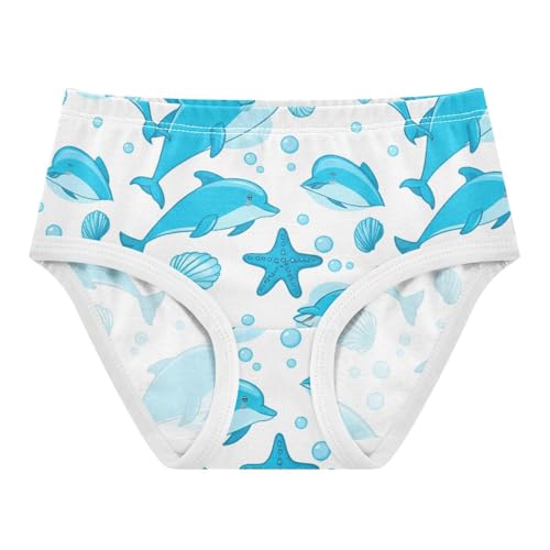 Cotton Toddler Girls Underwear Playful Blue Dolphins White Cute Panties Girl Bright Briefs Girls Undies 2t