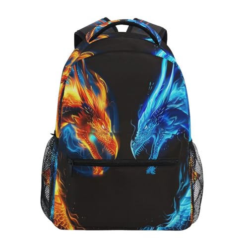 Fire Dragon Flame Laptop Backpack for Women Men, Personalized College Bookbag Travel Bag Casual Daypack back packs