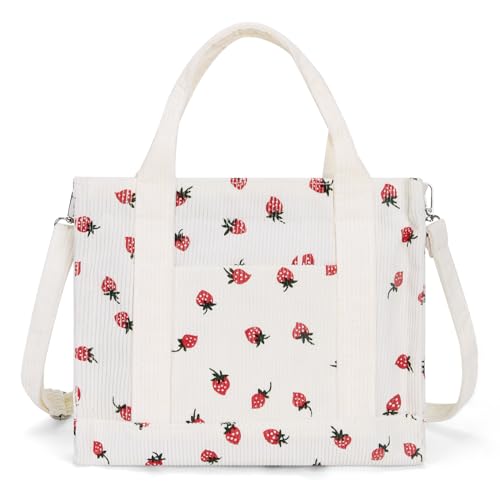 Image of Corduroy Tote Bag Small Satchel Bag for Women Crossbody Bag Purse with Zipper Casual Hobo Handbag