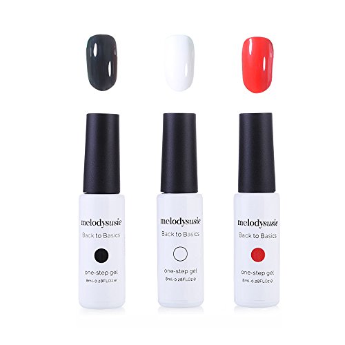 MelodySusie Gel Nail Polish Set, Back to Basics 1 Step Durable Nail Gel Kit, Quick Curing by LED UV Nail Lamp, Easy Soak Off, 3 Colors