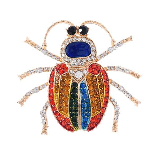 Rhinestone Insect Beetle Brooch Pin for Women Men Gold-Toned Fashion
