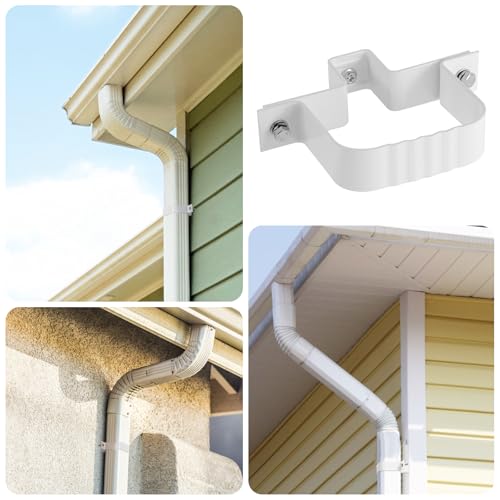 6-Pack Downspout Straps 2x3 & Wall Brackets, White Downspout Fasteners Set with Hardware for Secure Installation by SUKABU - Image 7