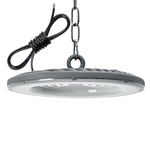 Jefedana LED Lámpara de Alta Bahía 100W, 10000LM Superbrillantes Focos, 6500K Blanco Frío UFO Led Interior Techo, IP65 Impermeable Iluminación Comercial, Lampara Industrial para Garaje Taller Fábrica