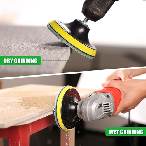 Image of WORKEASE 4 Inch Diamond Polishing Pads Wet /Dry 12PCS, 50 Grit Diamond Sanding Pad, Granite Stone Concrete Marble Rock Countertop Quartz Polish Pad