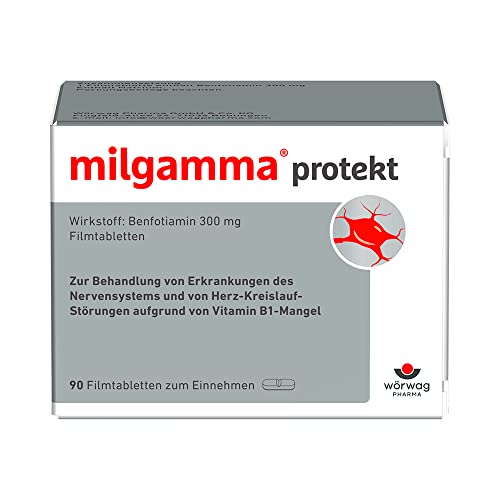 milgamma protekt 90 Stück: Mit Benfotiamin zur Behandlung von Symptomen bei Nervenschäden infolge eines Vitamin-B1-Mangels besonders hohe Bioverfügbarkeit 1x tägliche Einnahme