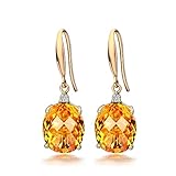 AMDXD Ohrringe, Citrin 12ct Ohrhänger Damenohrringe 18 Karat Rose Gold Au750 Klassiker Zart Ovalschliff Orange, Diamant Ohrstecker Mädchen Echt Gold Schmuck mit Zertifikate