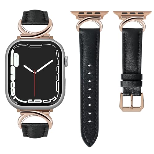 Correa de cuero para Apple Watch con elegante hebilla en C de metal