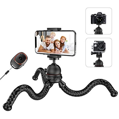 Handy-Stativ, Stativ mit Kugelkopf, Mini-Stativ mit Bluetooth, Halterung mit Schraube 1/4 Zoll Universalhalterung 360° Kugelkopf und