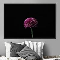 Framed Canvas Wall Art Pink Flower Portrait Bohemian Dark Dramatic Floral Multicolor Petal Photography Portrait - 16x24 inches