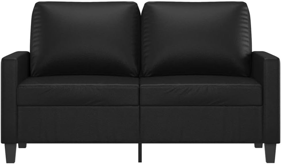 BOWERY HILL Contemporary 2-Seater Sofa, Black Faux Leather, Rectangular Upholstery, Plush Padded Armrests, Sturdy Metal Frame, 54.3 in Wide, Modern Living Room Loveseat for Small Spaces or Office Use