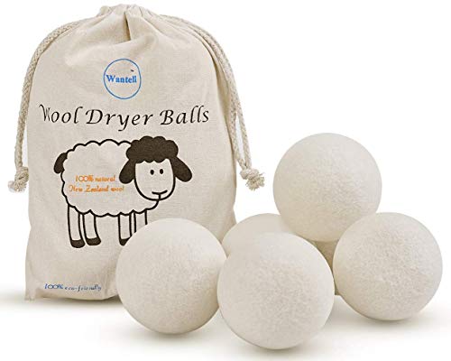 Image of Wool Dryer Balls 6-Pack XL Laundry Dryer Balls Reusable Natural Fabric Softener New Zealand Organic Wool Handmade Reduce Wrinkles & Shorten Drying Time by WANTELL (White, XL)