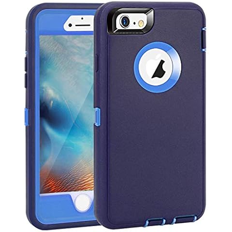 MAXCURY for iPhone 6 Case, iPhone 6s Case for Men, Heavy Duty Shockproof Series Case for iPhone 6/6S (4.7")-V2 with Built-in Screen Protector Compatible with All US Carriers - Navy/Blue Cover