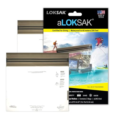 LOKSAK - aLOKSAK Waterproof Cellphone Dry Bags - Airtight Underwater Phone Pouch - Touch Screen Compatible (2 Pack - 6 Inch x 6 Inch)