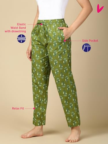 Image of PYNK by Lux Cozi Women's Cotton Printed Palazzo Pyjama Relaxed Lounge Pants | Super Soft Comfortable | Loungwear Pyjama Pant-Pack of 1