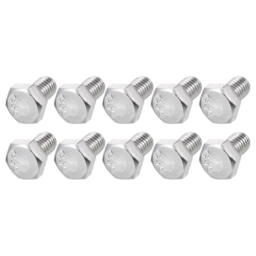 Image of METALLIXITY Hex Bolts (M6-1x10mm) 50Pcs, 304 Stainless Steel Coarse Fully Threaded Hex Head Screw Bolt Machine Screws - for Furniture Repair, Silver