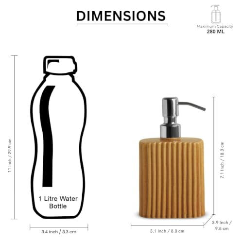 Image of ExclusiveLane 'Amber Flute' Ceramic Bathroom Accessories Set of 3 (Ceramic Liquid Soap Dispenser Set for Wash Basin, Paste & Toothbrush Holder, Soap Tray) |Hand-Carved |Bathroom Organiser Set