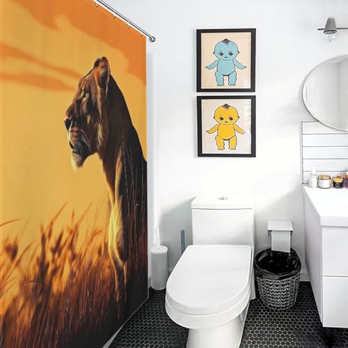 Rideau de douche lion tissu imperméable lavable salle de bain baignoire 168x183cm