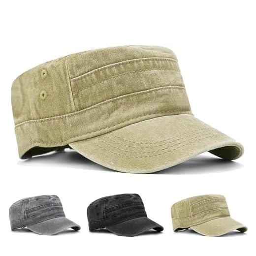 CWENDANER Casquette Homme Vintage Casquette Militaire Réglable Armée Chapeau, Unisex Casquette de Baseball 100%, Coton lavé Vintage Plat Chapeau, pour Sports et Extérieur（Kaki）