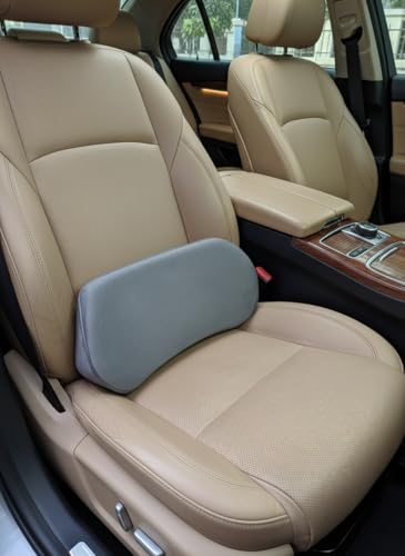 Image of PilloWillo Lumbar Support Wedge Pillow for Car Seat & Office Chair | Memory Foam Back Cushion for Lower Back Pain Relief | Ergonomic Waist Support for Driving, Office & Long Travel Sitting | Silver