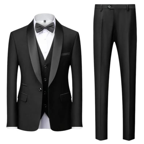Men's One Button Vest Suit Set | 3-Piece Slim Jacket | Business Wedding Tailcoat