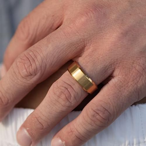 Inscool 2pcs Stainless Steel Fidget Rings for Men, Gold, Sliver, Blue, Black Rings for both Men and Women, Cool and Simple design, Perfect for Engagement and Wedding Band - Thumbnail 5