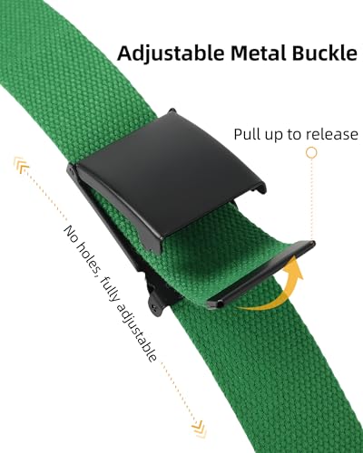 Image of Mile High Life Cut To Fit Canvas Web Belt Size Up to 52 inch with Flip-Top Solid Black Military Buckle