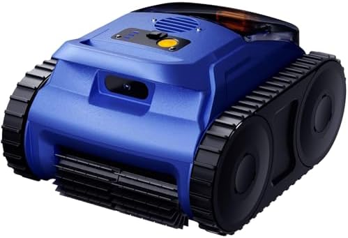 RERIOU Robot Piscine, Aspirateur Piscine sans Fil, Aspirateur Robot Vacuum Autonomie de 150 Min, Nettoyage du Fond, des Parois et de la Ligne d'eau, Idéal pour Les Piscines de 200 m²