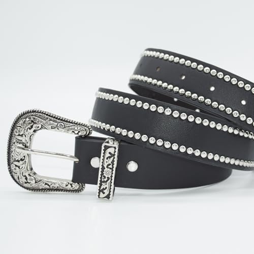 Western Belt for Women Cowgirl Cowboy Belts with Vintage Buckle Studded Western Belt4