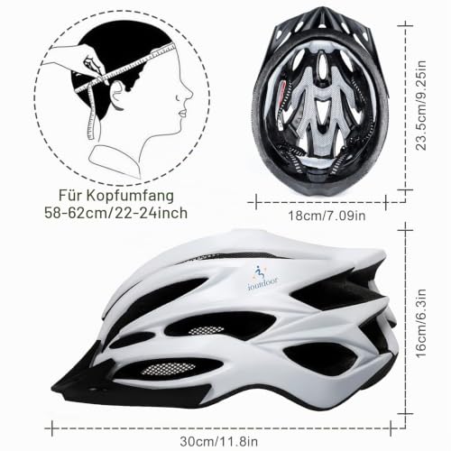 ioutdoor Premium Fahrradhelm, CE CPSC Zertifikat (Weiß) – Ansicht 2
