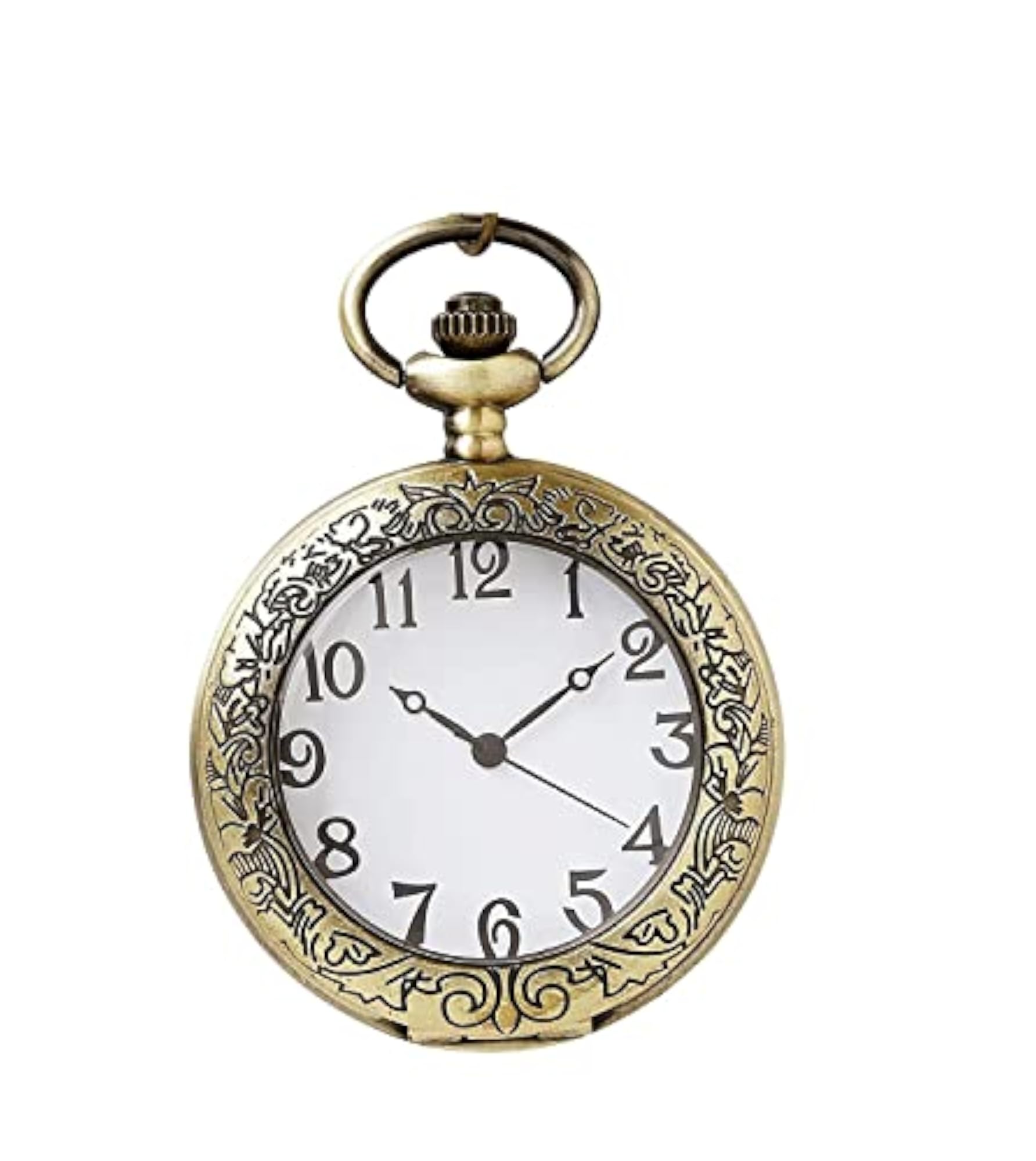 Vintage Metal Pocket Watch Numeric Clock Keychain