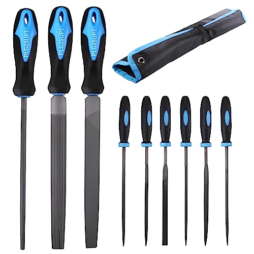 Plg2Sup 9PCs Metal File Set, Metal Files for Steel, 6 Needle Files and 3 Matal Files with Portable Bag