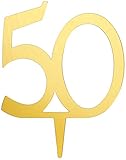 Darice VL350NUM Mirror Acrylic Number 50-Cake Topper, Gold, 4-Inch
