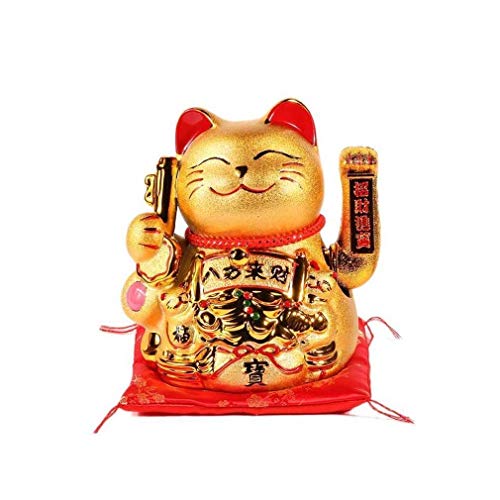 lachineuse - Grand Maneki Neko Doré avec Bras Mobile - Statue Chat Japonais Porte-Bonheur - Statuette 20 cm - Objet Kawaii Déco Or Gold - Idée Cadeau Japon Asie - Chance, Fortune